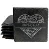 Love in Every Sip: Personalized Slate Coasters with Split Heart Monogram - Square Slate - Set of 8 view 1