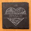 Love in Every Sip: Personalized Slate Coasters with Split Heart Monogram - Square Slate - Set of 8 view 2