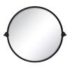TEHOME Circle Pivot Bathroom Mirror in Matt Black Metal Frame Round Tilting Beveled Vanity Mirrors for Wall, Overall 30.05 x 26 inches (Mirrror 26 x 26 inches) view 1