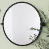 TEHOME Circle Pivot Bathroom Mirror in Matt Black Metal Frame Round Tilting Beveled Vanity Mirrors for Wall, Overall 30.05 x 26 inches (Mirrror 26 x 26 inches) view 3