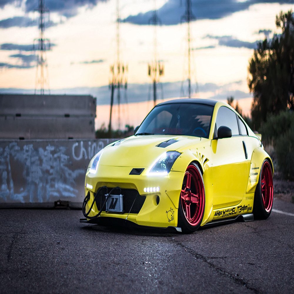 Palmetto Posters 24x36 Poster: Nissan 350z Yellow Sports car 122639