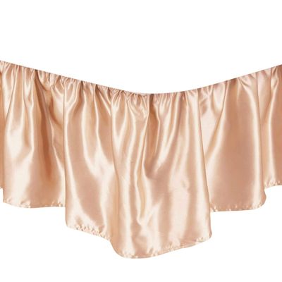 Bed Skirt - Ruffled Bed Skirt (Twin XL, Peach) Easy Fit with 18 Inch Tailored Drop - Silky Satin Hotel Quality, Shrinkage and Fade Resistant