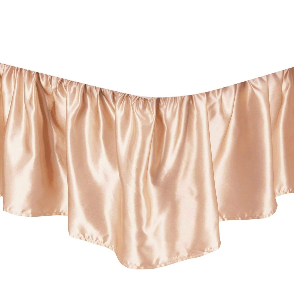 Bed Skirt - Ruffled Bed Skirt (Twin XL, Peach) Easy Fit with 18 Inch Tailored Drop - Silky Satin Hotel Quality, Shrinkage and Fade Resistant