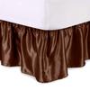 Bed Skirt - Ruffled Bed Skirt (RV King, Chocolate) 21 Inch Drop Dust Ruffle with Platform, Wrinkle and Fade Resistant - Dust Ruffle Bedskirt for Easy Fitting with Silky Satin view 1