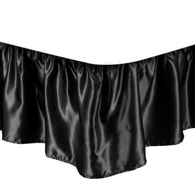 Bed Skirt - Ruffled Bed Skirt (Full, Black) 12 Inch Drop Dust Ruffle with Platform, Wrinkle and Fade Resistant - Dust Ruffle Bedskirt for Easy Fitting with Silky Satin Fabric