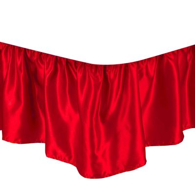 Bed Skirt - Ruffled Bed Skirt (Full, Red) 12 Inch Drop Dust Ruffle with Platform, Wrinkle and Fade Resistant - Dust Ruffle Bedskirt for Easy Fitting with Silky Satin Fabric