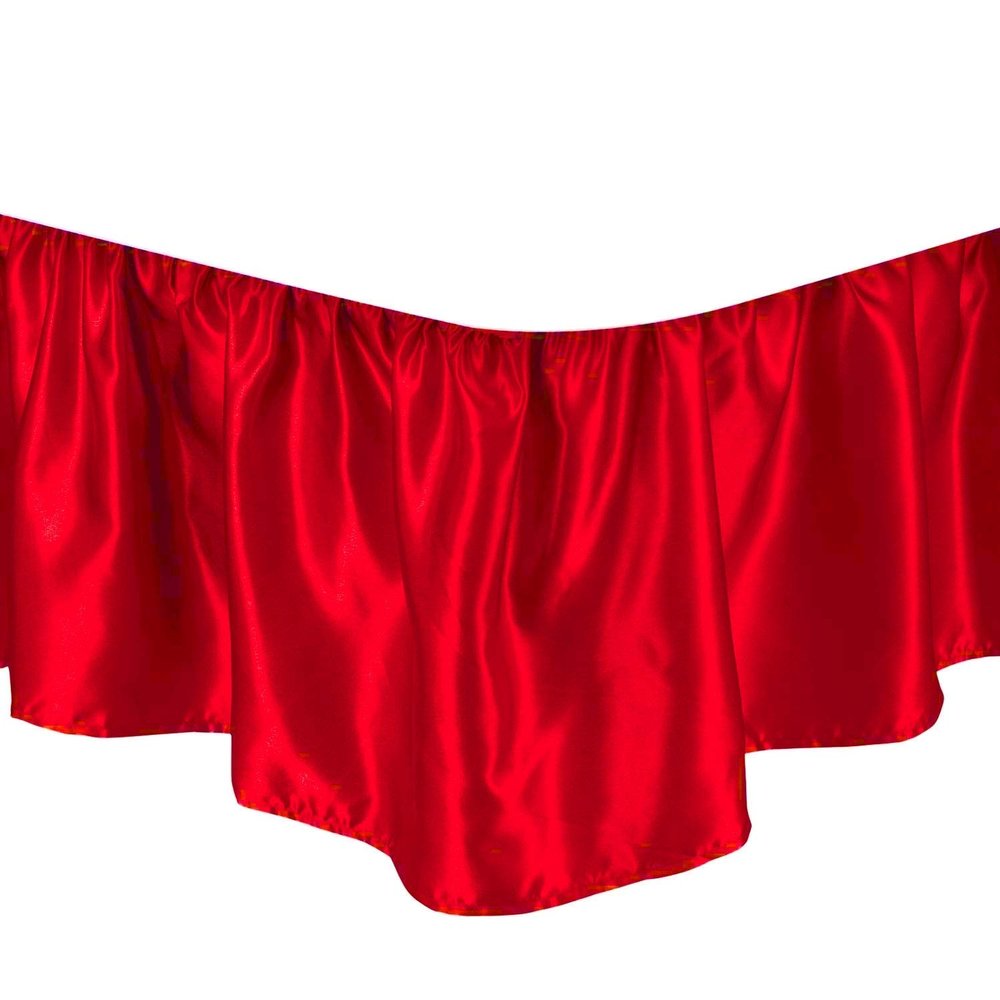 Bed Skirt - Ruffled Bed Skirt (Full, Red) 12 Inch Drop Dust Ruffle with Platform, Wrinkle and Fade Resistant - Dust Ruffle Bedskirt for Easy Fitting with Silky Satin Fabric