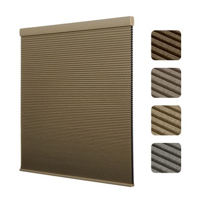 Boolegon Cordless Linen Pattern Cellular Shades Blackout Honeycomb Shades for Windows Pull Down Honeycomb Privacy Blinds for Bedroom Office Thermal Insulated, Blackout Beige, 38.5" W x 72" H