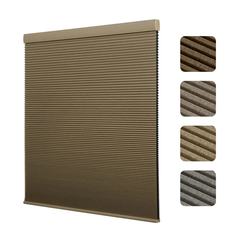 Boolegon Cordless Linen Pattern Cellular Shades Blackout Honeycomb Shades for Windows Pull Down Honeycomb Privacy Blinds for Bedroom Office Thermal Insulated, Blackout Beige, 38.5" W x 72" H