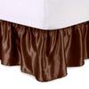 Bed Skirt - Ruffled Bed Skirt (RV King, Chocolate) 15 Inch Drop Dust Ruffle with Platform, Wrinkle and Fade Resistant - Dust Ruffle Bedskirt for Easy Fitting with Soft Silky Satin Fabric view 1