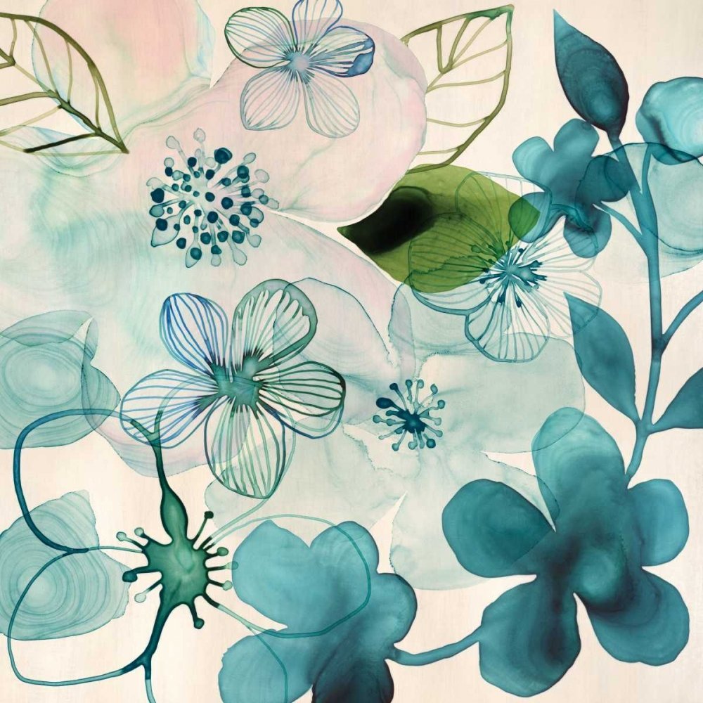 ArtExpert Water Blossoms Iii by Margaret Berg - 16x16 Art Print Poster