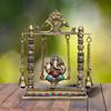 AONA Brass Ganesha on a Swing with Two Bell Holding Chain Statue (10.2 Inches X 8.6 Inches X 3.0 Inches, Golden) view 1