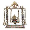 AONA Brass Ganesha on a Swing with Two Bell Holding Chain Statue (10.2 Inches X 8.6 Inches X 3.0 Inches, Golden) view 3