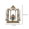 AONA Brass Ganesha on a Swing with Two Bell Holding Chain Statue (10.2 Inches X 8.6 Inches X 3.0 Inches, Golden) view 4