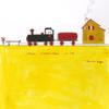 ArtExpert Green And Red Rain And Roadhouse Square by Nicola Roppo - 16x16 Art Print Poster view 1