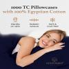 1000 TC Navy Blue King Pillowcases Set of 4 100% Egyptian Cotton Pillow Cases with Long Staple Cotton & Sateen Weave, Silky Soft Hotel - Like Bed Pillow Covers for Comfy Sleeping, Snug Fit view 4