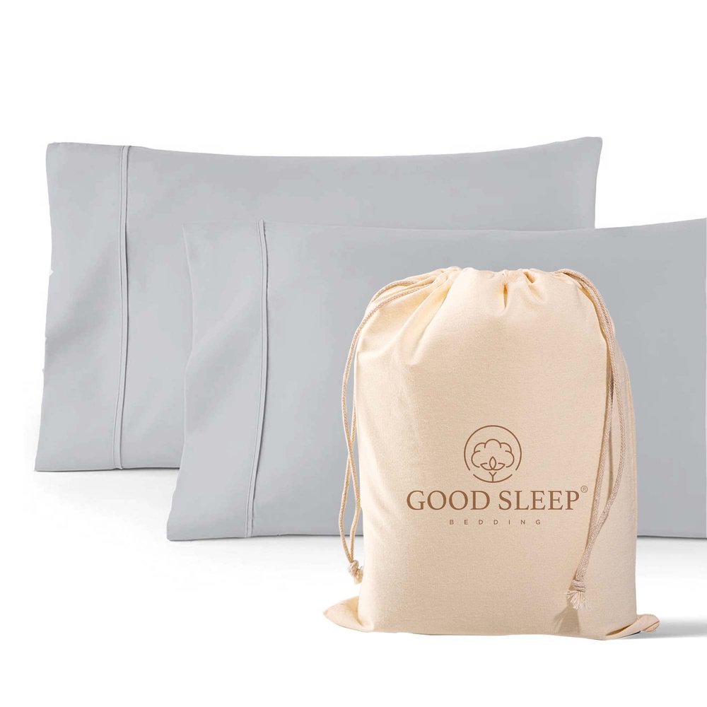 1000 TC Light Gray King Pillowcases Set of 2 100% Egyptian Cotton Pillow Cases with Long Staple Cotton & Sateen Weave, Silky Soft Hotel - Like Bed Pillow Covers for Comfy Sleeping, Snug Fit