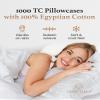 1000 TC Light Gray King Pillowcases Set of 2 100% Egyptian Cotton Pillow Cases with Long Staple Cotton & Sateen Weave, Silky Soft Hotel - Like Bed Pillow Covers for Comfy Sleeping, Snug Fit view 4
