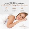 1000 TC White Standard Pillowcases Set of 4 100% Egyptian Cotton Pillow Cases with Long Staple Cotton & Sateen Weave, Silky Soft Hotel - Like Bed Pillow Covers for Comfy Sleeping, Snug Fit view 4