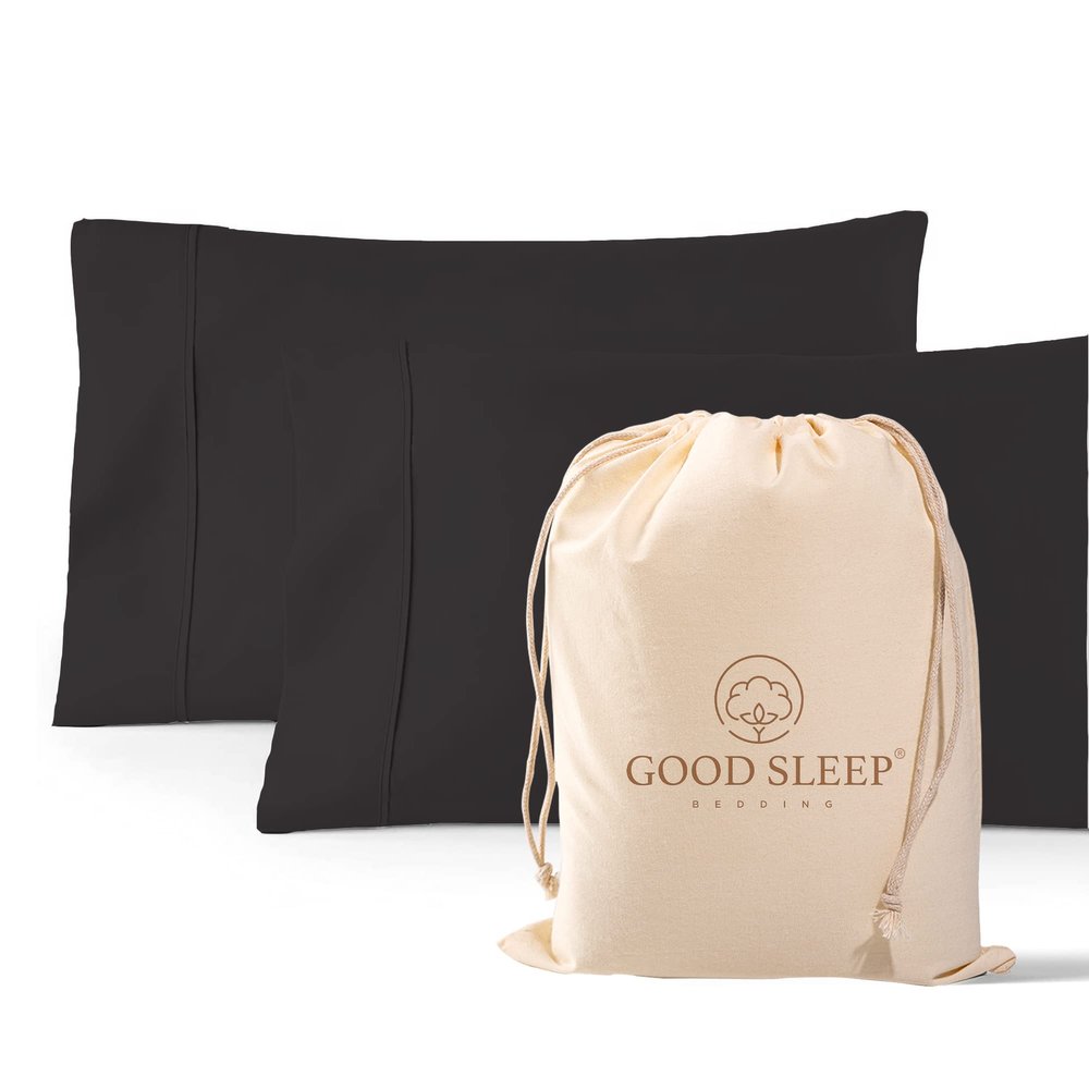 1000 TC Dark Gray Standard Pillowcases Set of 2 100% Egyptian Cotton Pillow Cases with Long Staple Cotton & Sateen Weave, Silky Soft Hotel - Like Bed Pillow Covers for Comfy Sleeping, Snug Fit