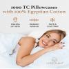 1000 TC Light Blue King Pillowcases Set of 2 100% Egyptian Cotton Pillow Cases with Long Staple Cotton & Sateen Weave, Silky Soft Hotel - Like Bed Pillow Covers for Comfy Sleeping, Snug Fit view 4