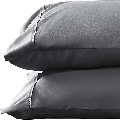 1000 TC Dark Gray Standard Pillowcases Set of 4 100% Egyptian Cotton Pillow Cases with Long Staple Cotton & Sateen Weave, Silky Soft Hotel - Like Bed Pillow Covers for Comfy Sleeping, Snug Fit