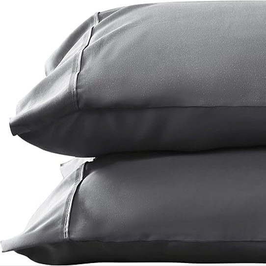 1000 TC Dark Gray Standard Pillowcases Set of 4 100% Egyptian Cotton Pillow Cases with Long Staple Cotton & Sateen Weave, Silky Soft Hotel - Like Bed Pillow Covers for Comfy Sleeping, Snug Fit