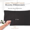 1000 TC Dark Gray King Pillowcases Set of 4 100% Egyptian Cotton Pillow Cases with Long Staple Cotton & Sateen Weave, Silky Soft Hotel - Like Bed Pillow Covers for Comfy Sleeping, Snug Fit view 3