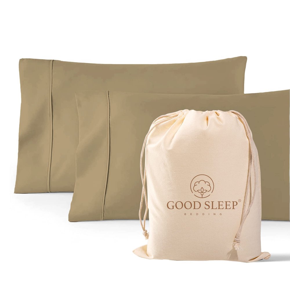 1000 TC Taupe King Pillowcases Set of 2 100% Egyptian Cotton Pillow Cases with Long Staple Cotton & Sateen Weave, Silky Soft Hotel - Like Bed Pillow Covers for Comfy Sleeping, Snug Fit