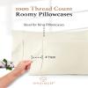1000 TC Ivory King Pillowcases Set of 2 100% Egyptian Cotton Pillow Cases with Long Staple Cotton & Sateen Weave, Silky Soft Hotel - Like Bed Pillow Covers for Comfy Sleeping, Snug Fit view 3