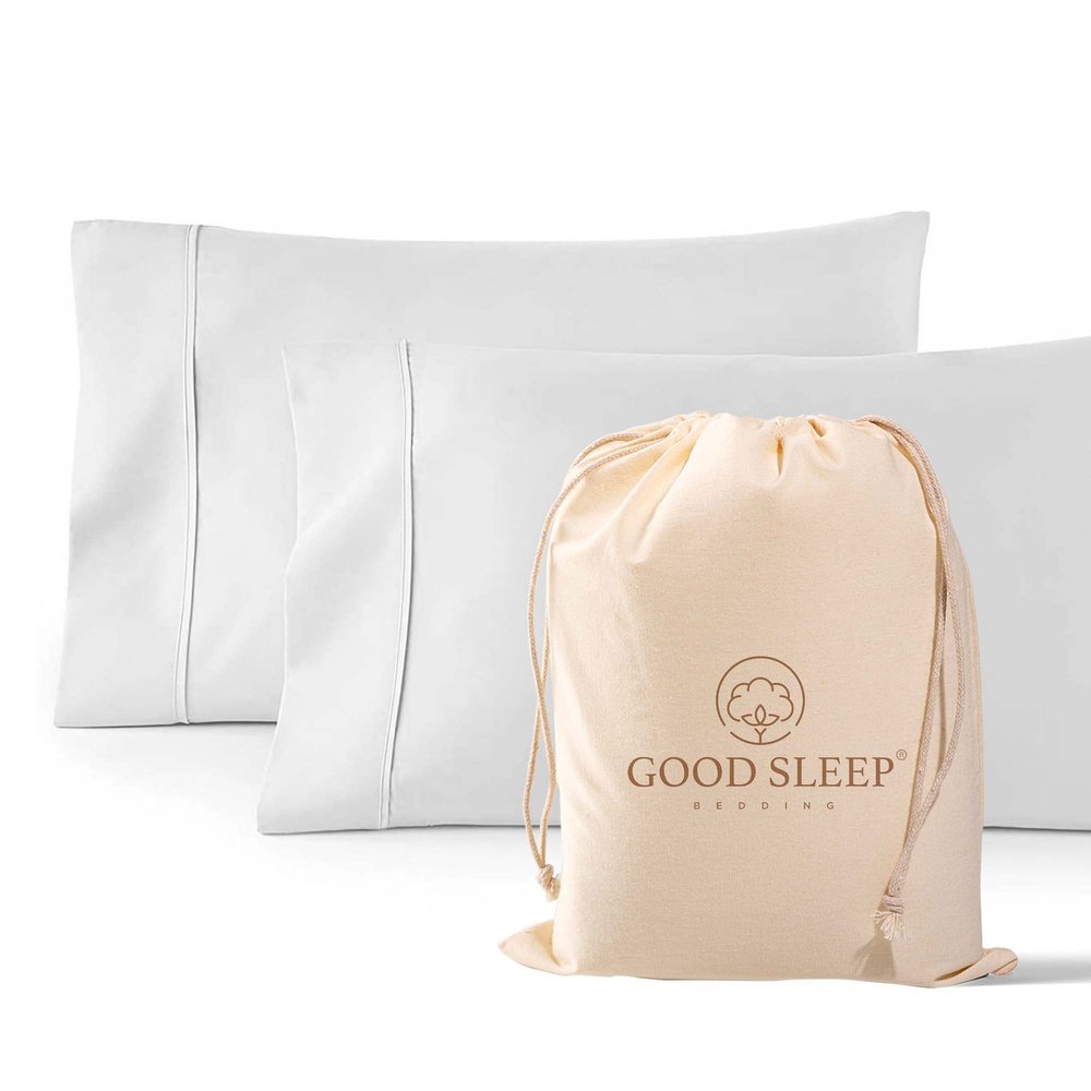 1000 TC White King Pillowcases Set of 2 100% Egyptian Cotton Pillow Cases with Long Staple Cotton & Sateen Weave, Silky Soft Hotel - Like Bed Pillow Covers for Comfy Sleeping, Snug Fit