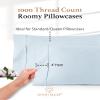1000 TC Light Blue Standard Pillowcases Set of 4 100% Egyptian Cotton Pillow Cases with Long Staple Cotton & Sateen Weave, Silky Soft Hotel - Like Bed Pillow Covers for Comfy Sleeping, Snug Fit view 3