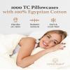1000 TC Ivory King Pillowcases Set of 4 100% Egyptian Cotton Pillow Cases with Long Staple Cotton & Sateen Weave, Silky Soft Hotel - Like Bed Pillow Covers for Comfy Sleeping, Snug Fit view 4