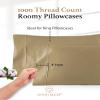 1000 TC Taupe King Pillowcases Set of 4 100% Egyptian Cotton Pillow Cases with Long Staple Cotton & Sateen Weave, Silky Soft Hotel - Like Bed Pillow Covers for Comfy Sleeping, Snug Fit view 3