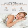 1000 TC Sage King Pillowcases Set of 2 100% Egyptian Cotton Pillow Cases with Long Staple Cotton & Sateen Weave, Silky Soft Hotel - Like Bed Pillow Covers for Comfy Sleeping, Snug Fit view 4