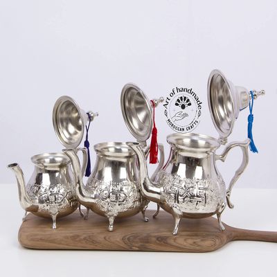Authentic Moroccan Silver Teapot  Handcrafted in Fez  Qudsi Design  Traditional Mint Tea Pot  Handmade Decorative Teaware from Morocco (30OZ / 900 ML)