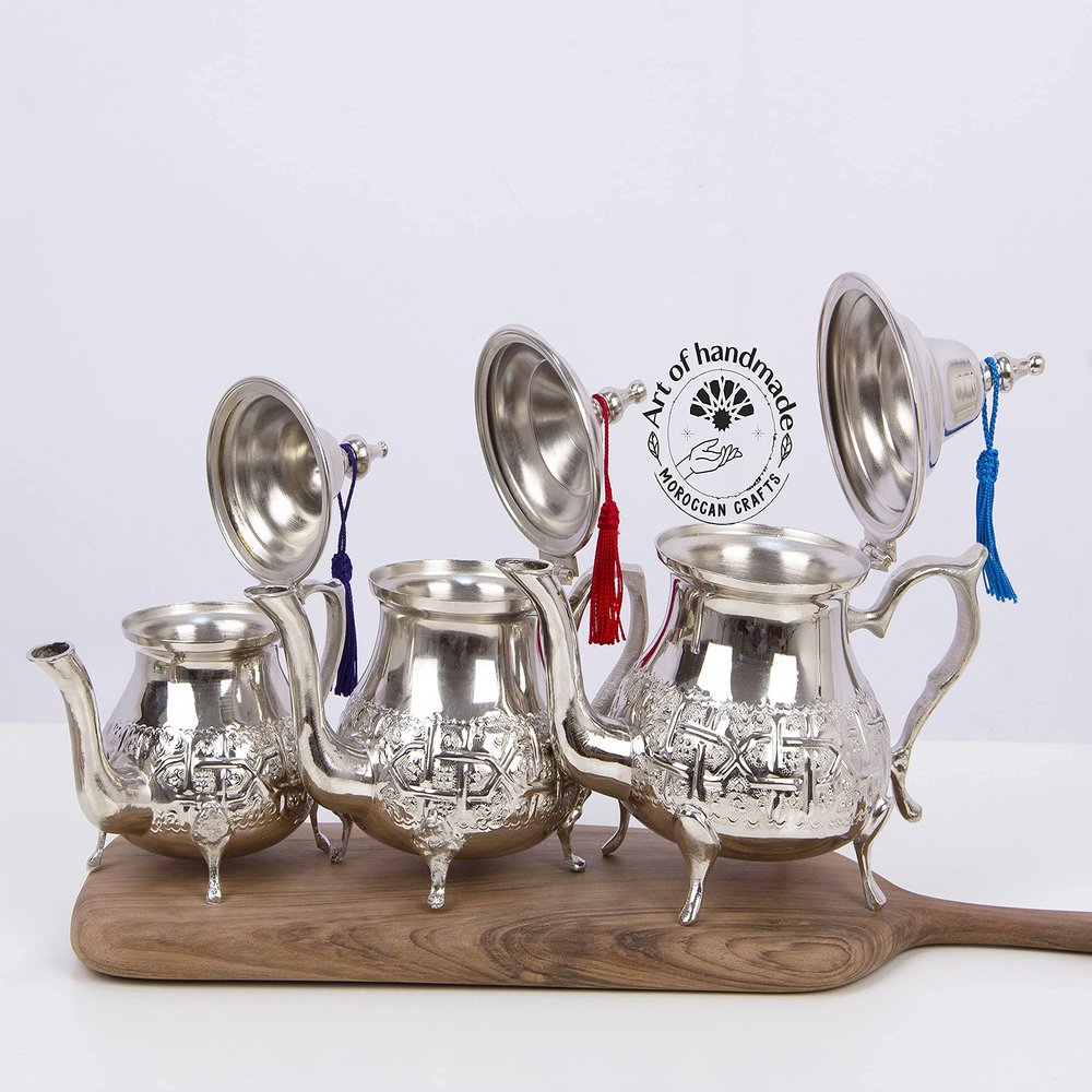 Authentic Moroccan Silver Teapot  Handcrafted in Fez  Qudsi Design  Traditional Mint Tea Pot  Handmade Decorative Teaware from Morocco (30OZ / 900 ML)
