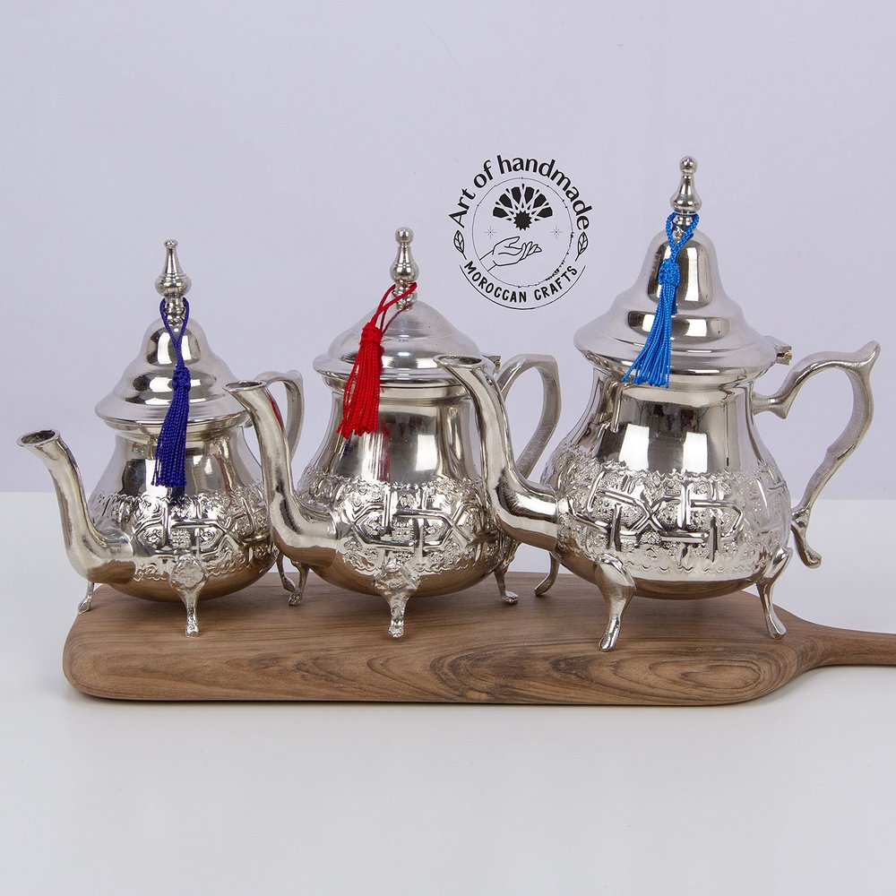 Authentic Moroccan Silver Teapot  Handcrafted in Fez  Qudsi Design  Traditional Mint Tea Pot  Handmade Decorative Teaware from Morocco (10OZ / 300 ML)