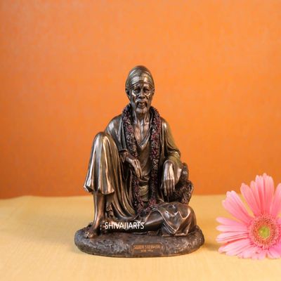 SHIVAJI ARTS Sai Baba,6.5inches,Bronze Shirdi Sai Baba, God Saibaba, Om Sai Ram, Sai Ram Shirdi, Shiva Blessings, Sairam Sculpture, Sabka Malik Ek