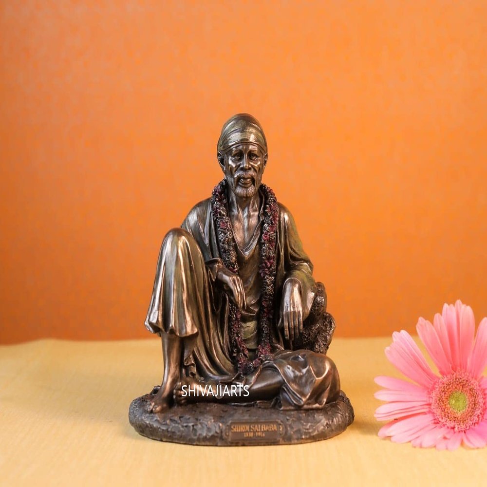 SHIVAJI ARTS Sai Baba,6.5inches,Bronze Shirdi Sai Baba, God Saibaba, Om Sai Ram, Sai Ram Shirdi, Shiva Blessings, Sairam Sculpture, Sabka Malik Ek