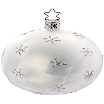 Inge-Glas Ball Polar Star 8cm Silver and White 20517T008 German Glass Christmas Ornament
