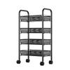 4-Tier Rolling Utility Cart, Storage Cart with 4 Hooks and 4 Removable Wire Basket, Kitchen Cart with Wheels, Metal Storage Cart Organizer for Kitchen, Living Room, Bathroom, Shelving Unit with Whee view 1