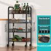 4-Tier Rolling Utility Cart, Storage Cart with 4 Hooks and 4 Removable Wire Basket, Kitchen Cart with Wheels, Metal Storage Cart Organizer for Kitchen, Living Room, Bathroom, Shelving Unit with Whee view 3