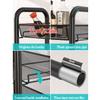 4-Tier Rolling Utility Cart, Storage Cart with 4 Hooks and 4 Removable Wire Basket, Kitchen Cart with Wheels, Metal Storage Cart Organizer for Kitchen, Living Room, Bathroom, Shelving Unit with Whee view 4