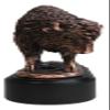 Ebros Gift 7" H Southwestern Grazing American Bison Figurine in Electroplated Bronze Resin Finish with Black Trophy Base Sacred Native Buffalo Bull Western Desktop Shelf Decorative Statue view 4