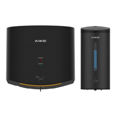 AIKE Automatic Hand Dryer and Soap Dispenser Bundle, Model AK2630 & AK1205 Black