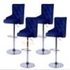 asunflower Bar Stools Set of 4, Navy Blue Adjustable Height Swivel Barstools, Tufted Velvet Upholstered Bar Chair with Back and Footrest for Bar Counter, Kitchen Island, Dining Room view 1
