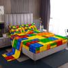 Feelyou Bed Sheet Set Twin Size Color Building Blocks Sheet Set Brick Sheets Bedroom Nursery Bedding Set with Flat Sheet Fitted Sheet Pillowcase 3Pcs view 1