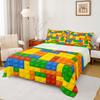 Feelyou Bed Sheet Set Twin Size Color Building Blocks Sheet Set Brick Sheets Bedroom Nursery Bedding Set with Flat Sheet Fitted Sheet Pillowcase 3Pcs view 2