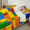 Feelyou Bed Sheet Set Twin Size Color Building Blocks Sheet Set Brick Sheets Bedroom Nursery Bedding Set with Flat Sheet Fitted Sheet Pillowcase 3Pcs view 3